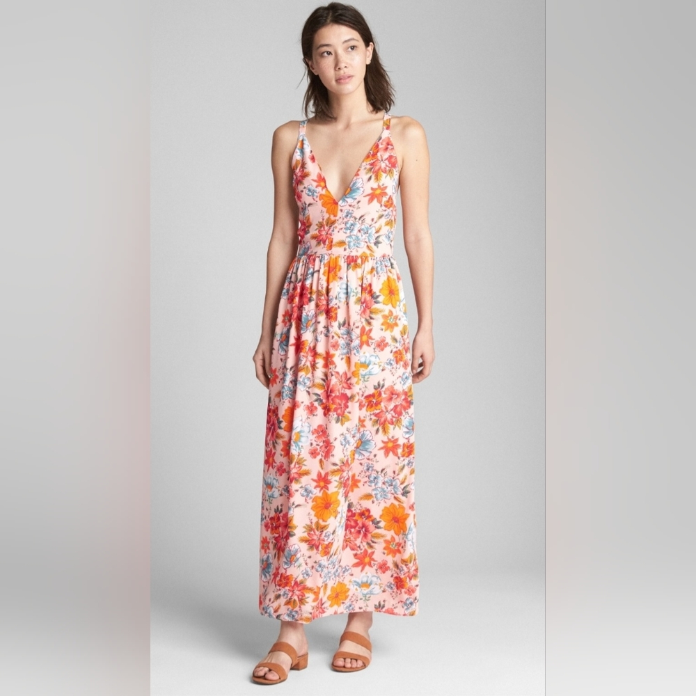 GAP Floral V-Neck Maxi Dress